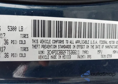 2015 Dodge Journey Sxt from USA, damaged, VIN 3C4PDCBB2FT536611